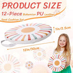 12 Pcs 12 Inches Floor Cushions for Classroom Boho Round Flexible Seating Pads with Handles Bohemian Floor Pillows for Home Daycare Preschool Playroom Reading Corner Yoga and Meditation