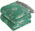 Floral Printed Throw Blankets for Bed Home Decor, 100% Cotton Soft Cozy Boho Quilts Blankets 80"x90",Lightweight Farmhouse Blanketsfor Armchair,Soaft,Couch,Picnic
