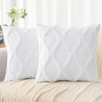 decorUhome Spring Throw Pillow Covers 18x18 Inch Set of 2, Soft Plush Faux Fur Wool Pure White Accent Couch Pillow Covers for Modern Farmhouse Bed Sofa Living Room