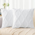 decorUhome Spring Throw Pillow Covers 20x20 Inch Set of 2, Soft Plush Faux Fur Wool Pure White Accent Couch Pillow Covers for Modern Farmhouse Bed Sofa Living Room