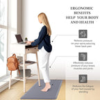 HappyTrends 2 PCS Kitchen Mat Cushioned Anti-Fatigue Floor Mat, Heavy Duty Ergonomic Comfort Foam Standing Mat, Waterproof Non-Slip Kitchen Rugs for Home, Office, Laundry,Grey