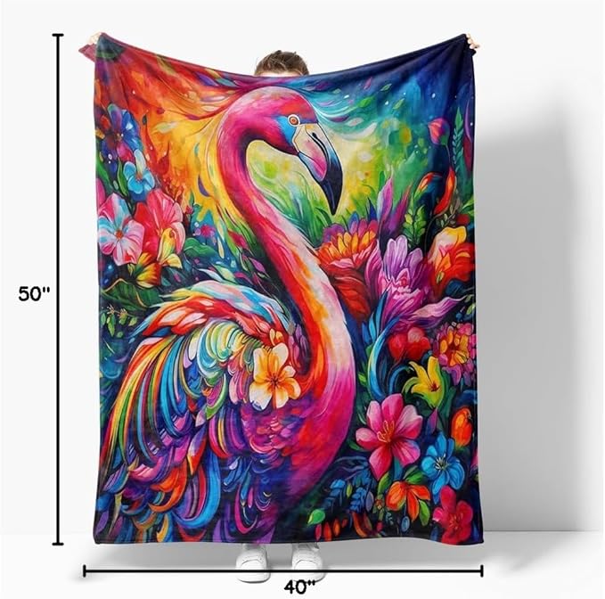 Flamingo Bird Fleece Blanket Tropical Pink Flamingos Palm Leaves Flowers Lightweight Ultra-Soft Throw Blanket for Sofa Couch Bed Camping Travel Super Soft Cozy Microfiber Blanket 40"x50"