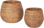 KOUBOO La Jolla Coco Rattan Bowl, Honey-Brown, Large Planter