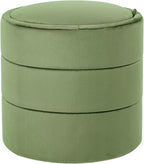 Spatial Order Storage Round Ottoman with Removable Lid (with Hidden Storage) | Spatial Order Home Décor | Upholstered Round Velvet Ottoman – Green Velvet