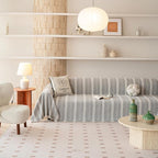 VClife Chenille Sofa Cover Bohemian Striped Pattern Couch Cover for Oversized Sofa - Gray Creamy White Textured Sofa Slipcover Washable Furniture Protector for Couch Decorative Couch Cushion Cover