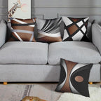 Emvency Set of 4 Brown Throw Pillow Covers Modern Abstract Black Grey White Stripes Acrylic Bold Decorative Pillow Cases Home Decor Square 18x18 Inches Pillowcases