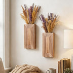Wooden Wall Planter Vase Set of 2,2 Pack Hanging Planter for Indoor Fake Plants Modern Boho Farmhouse Wall Art Decor for Home Indoor Kitchen Modern Farmhouse Bathroom Living Room Dining Room