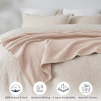 PHF 100% Cotton Muslin Throw Blanket 50" x 60", 4-Layer Lightweight Gauze Throw, Breathable Cloud-Soft Minimalist Blanket for Bed, Couch, Camping & Baby, Dusty Pink, Ideal Gift