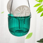 Meanplan 4 Pcs Self Watering Hanging Planter Indoor 6.5 Inch Hanging Baskets for Plants Outdoor Plastic Flower Pot with 3 Hooks Chains Drainage Holes for Garden Home, Medium Size(Emerald, Gray)
