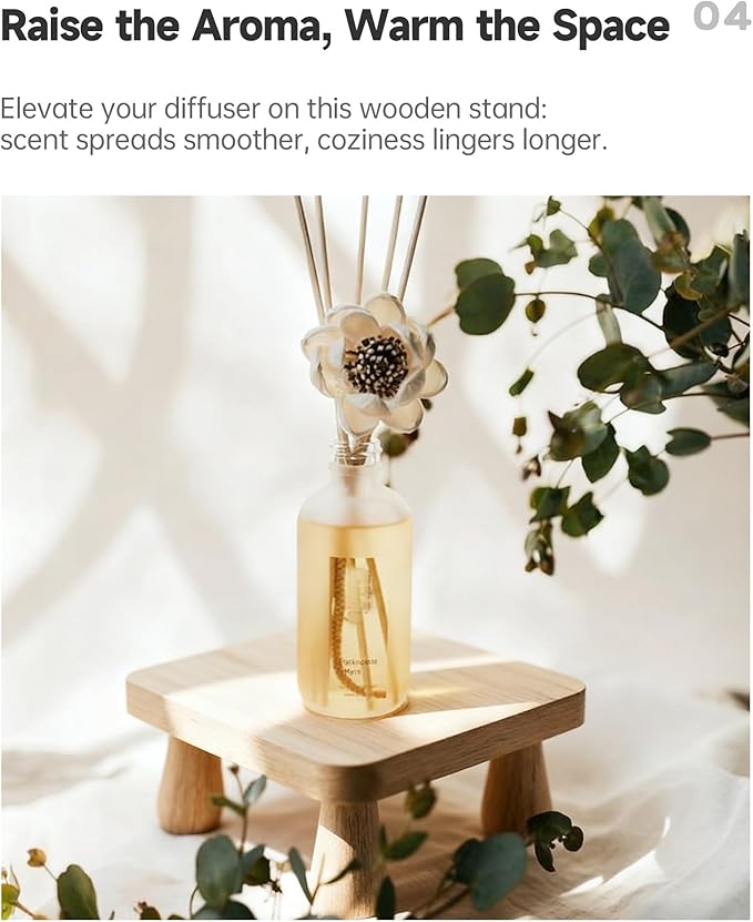 100% Solid Wood Plant Stand Indoor, Wooden Stool Display Stand, Riser Flower Pot Holder, Modern Plants Rack, Small Planter Tray for Home Decor, Living Room, Gardening, Natural (2PCS)