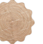 4x4, 5x5, 6x6,feet Natural Jute Scallop Round Rug, Floor Scalloped Edge Rug Braided Boho Eco Large Circular Handmade Area Rugs (D2) - color: White, size: 5' (Round)