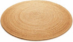 Savi Home Jute Area Rug Handwoven - 8 feet Round Natural - Rustic Vintage Beige Braided Reversible Rug- Eco Friendly Rugs for Farmhouse, Bedroom, Kitchen, Living Room