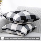 CARRIE HOME Buffalo Plaid Pillow Covers 18x18 Set of 2 Black and White Outdoor Throw Pillows Black Buffalo Check Pillow Covers Farmhouse Decor for Couch Sofa and Bed