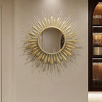 Wall Mirrors Decorative 30" Country-Style Gold Round Mirrors for Wall Decor ，Sunflower Wall Hanging Mirror