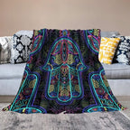 Boho Mandala Throw Blanket Colorful Hand Bohemian Blanket for Sofa Bed Couch Chair Or Dorm 70"x80"