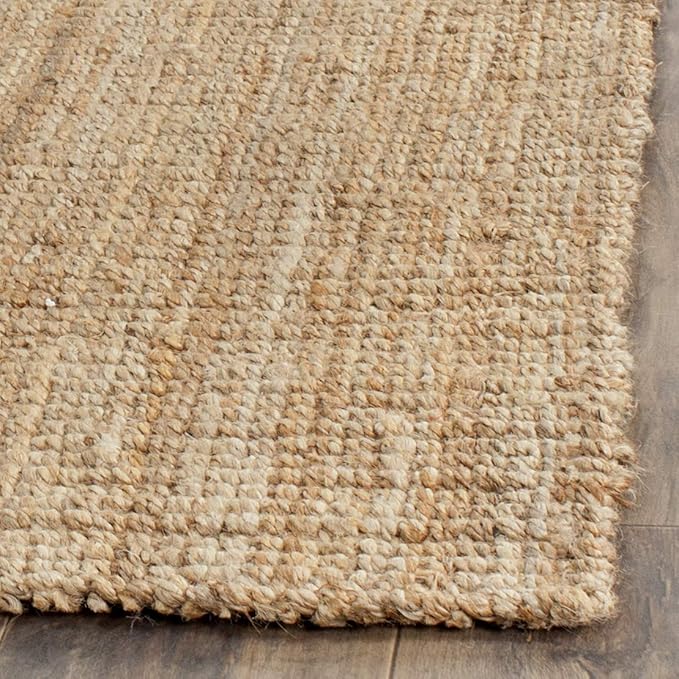 SAFAVIEH Natural Fiber Collection Area Rug - 5' Square, Natural, Handmade Farmhouse Jute, Ideal for High Traffic Areas in Living Room, Bedroom (NF730C)