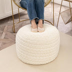Asuprui 20x14 Inch Unstuffed Ottoman Pouf Cover – Lightweight Foot Rest, Floor Bean Bag Chair, Storage Pouf for Living Room, Bedroom & Balcony (Filler Not Included) (Cream)
