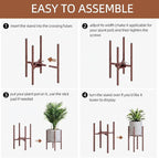 Plant Stand Indoor for 2 Height Options ,Mid Century Modern Outdoor Planter Holder,Corner Plant Stand Capacity of 160LB for 8 to 14 Inch Pots Coffee with Round Plate