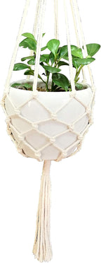 Macrame Plant Hanger Hanging Planter Hanging Net Basket Cotton Rope 52 Inch for 10 inch Pot, Pot and Plant Excluded (Beige)