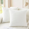 CaliTime Throw Pillow Covers Decorative 16 X 16 Inches Pack of 2 Cozy Chenille Cushion Cases for Couch Sofa Bed Living Room Home True White