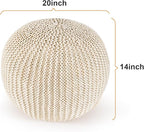 Pouf Ottoman Stuffed Round Modern Foam Filled Foot Rest Poufs for Living Room Chair Decorative 20 X 14 Inches Boho Relax Stool for Wedding Christmas Party, Beige (Beige, 20inch)