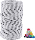 FLIPPED 100% Natural Cotton Macrame Cord,5mm x110 Yards Macrame Cords Colored Cotton Macrame Rope Craft Cord for DIY Crafts Knitting Plant Hangers Christmas Wedding Décor（Light Gray）