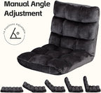 SUPER DEAL 14-Position Folding Floor Chair Gaming Sofa Cushioned Padded Reclining Bed Lounge Couch Seating for Comfy Reading, Reading, Gaming, Relaxing, Watching TV, Black