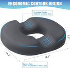 BlissTrends Donut Pillow Seat Cushion, Donut Chair Cushions for Postpartum Pregnancy & Hemorrhoids, Tailbone Pain Relief Cushion, Memory Foam Lifting Cushions for Office & Home Chairs (Grey, X-Large)