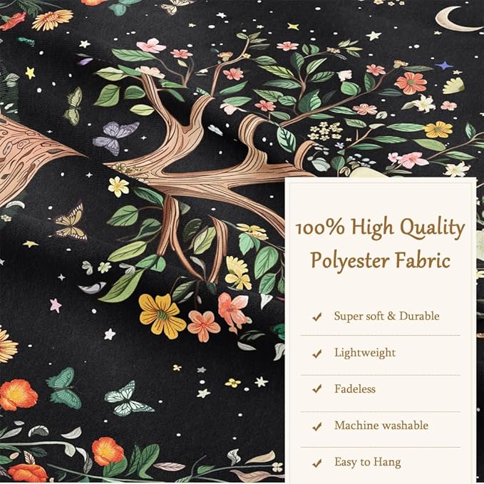 Jhdstore 90" x 71" XL Tree of Life Tapestry Wall Hangings Botanical Floral Wall Tapestry for Bedroom Aesthetic Bohemian Tapestries for Living Room Decor Nature Flower Tapestries Fabric Wall Hanging
