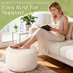 Round Corduroy Ottoman Foot Rest Pouf for Living Room Couch - Soft Plush Shredded Foam Filled Hassock Stool, Comfy Footstool