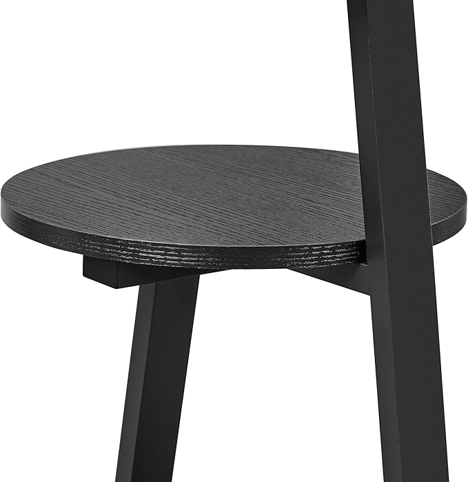 BEWISHOME Round End Table Side Table with Metal Frame, Accent Table Nightstand Bedside Table with 3-Tier Shelves, Small Couch Table for Living Room Bedroom Black KTZ41B