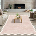 GarveeHome Scalloped Living Room Rug 5x7 Area Rug Washable Area Rug for Bedroom Modern Abstract Pink Kids Rug Non Slip Throw Rugs Soft Low Pile Stain Resistant Carpet for Dining Room 5'x7' Pink
