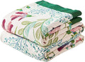 Boho Throw Blanket for Bed, 100% Cotton Soft Rustic Quilt Fall Blanket, 50"x60" Green Floral Printed Farmhouse Decor Bed Blankets, All Season Rustic Reversible Bohemian Throw Quilt