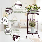 2 Pack Metal Plant Stand Indoor Outdoor,2 Tiers 20.3inch Tall Plant Stands,Iron Corner Flower Pot Holder, Plant Rack, Display Shelf for Home Garden Office-Brown