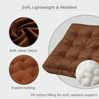 Floor Pillow for Sitting, Large Velvet Floor Seating Cushion for Adults, Tufted Big Pillow for Meditation, Yoga & Living Room, Machine Washable, 22x22 Inch, Brown
