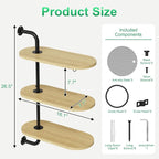 Rotating Window Plant Shelves with 3 Anti-slip Mats, 3 Tier Plant Stand Indoor Outdoor, Wooden Window Plant Shelf with 3 Circle Hook, Hanging Plant Holder for Window, Potted Plants, Flowerpots (Oak Color, 3 Tier)