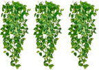 Fake Hanging Plants Vines(3pcs)for Room Decor, Artificial Ivy Greenery Garlands for Home Bedroom Living Aesthetic Kitchen Office Wall Patio Bookshelf,Indoor,Outdoor Farmhouse Decorations(No Basket)