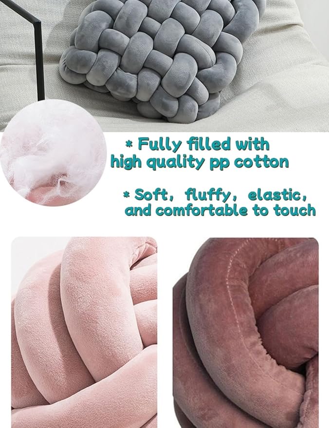 Knot Pillow Meditation Cushion Large Floor Cushions Sitting Funky Throw Pillows Chair Pillows Soft Pad Square Knotted Seat Cushions for Home Decoration Living Room Bedroom Sofa Couch Checkered