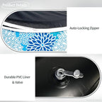 Indoor/Outdoor Inflatable Ottoman D21 x H9 inch, Round Footstool Inflatable Foot Rest Ottoman with Handle, Portable Ottomans Pouf for Patio, Garden, Camping, Home, Dahlia Blue