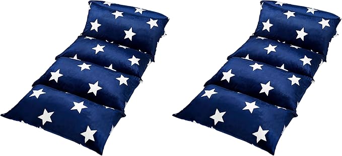 Butterfly Craze Floor Lounger Cover - Floor Bed Conversion - Creates Custom Sleeping Pad - Portable Mattress Alternative - Star Navy, King Size (Pack of 2)