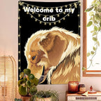 Jhdstore Funny Tapestries Welcome To My Crib Flag Funny Tapestry 3x4Ft Indoor Outdoor Wall Art Tapestry for Bedroom Teens Room Decoration Living Room Bedroom Decorations Cool Stuff for Your Room