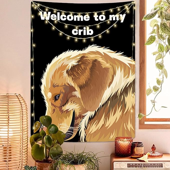 Jhdstore Funny Tapestries Welcome To My Crib Flag Funny Tapestry 3x4Ft Indoor Outdoor Wall Art Tapestry for Bedroom Teens Room Decoration Living Room Bedroom Decorations Cool Stuff for Your Room