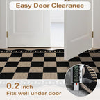 Checkered Easy Jute Entryway Rug, 2x3 Washable Non Slip Kitchen Rug, Indoor Outdoor Door Mat, Farmhouse Low Pile Floor Black Rugs for Porch Doorway