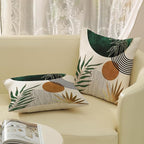 Boho Pillow Covers 18x18 Set of 2 Gold Green Throw Pillows Modern Mid Century Pillowcase Tropical Leaves Orange Sun Decorative Pillows Outdoor Decorations Bohemian Cushion Case for Sofa Home