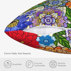 Colorful Boho Mandala Floral Throw Pillow Covers 18x18 Set of 2, Spring Easter Bohemian Decorative Pillowcases, Multicolor Flower Cushion Covers for Couch Sofa Bedroom Living Room Farmhouse Home Decor