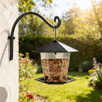 Hanging Plant Brackets Outdoor: 50lbs Weight Capacity - Hanging Bird Feeder Hangers, 12-Inch Black Metal Outdoor Wall Hooks for Heavy Plants - 4 Pack, Birdhouse, Wind Chimes