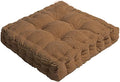 ChezMax Floor Pillow & Cushion, Large Meditation Chair Cushions, Thick Square Seat Pad, Soft Velvet Tufted Seating Pouf for Indoor/Outdoor Yoga Bench Rocking Chair Room Tatami Sofa, Brown 16"x16"