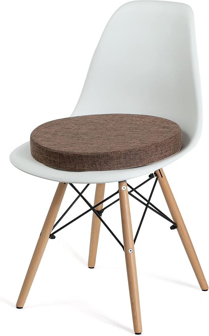 Tromlycs Round Chair Seat Cushion Pad 16 inch for Circle Bistro Chairs Non Slip Foam Cushion Brown