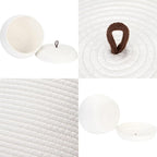 Sea Team Round Cotton Rope Storage Basket with Lid, Decorative Woven Storage Bin, Pot, Caddy, Organizer, Container for Snacks, Towels, Plants, 13 x 9 Inches (Large, White)