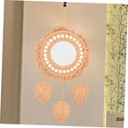 Bohemian Mirror Wall Decor Rustic Rope Woven Mirror for Bedroom Boho Style